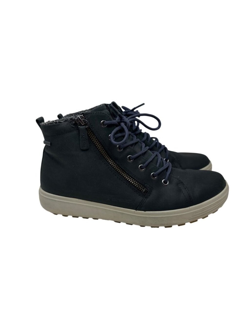 ECCO Soft 7 Tred GTX Hi Boots Women's GORE-TEX Blue Leather Side Zip Boots Sz 8